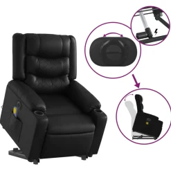 vidaXL Sta-op-massagestoel elektrisch kunstleer zwart