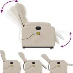 vidaXL Sta-op-massagestoel elektrisch verstelbaar microvezelstof beige