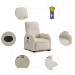 vidaXL Sta-op-massagestoel elektrisch verstelbaar microvezelstof beige