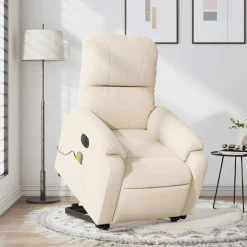vidaXL Sta-op-massagestoel elektrisch verstelbaar microvezelstof beige