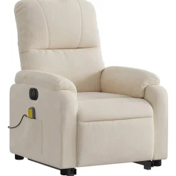 vidaXL Sta-op-massagestoel elektrisch verstelbaar microvezelstof beige