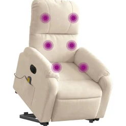 vidaXL Sta-op-massagestoel elektrisch verstelbaar microvezelstof beige