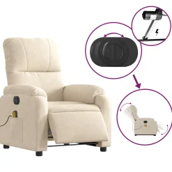 vidaXL Sta-op-massagestoel elektrisch verstelbaar microvezelstof beige