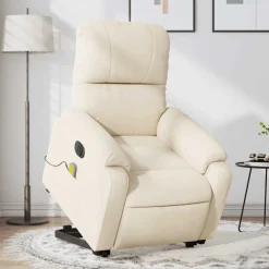 vidaXL Sta-op-massagestoel elektrisch verstelbaar microvezelstof beige
