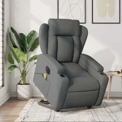 vidaXL Sta-op-massagestoel elektrisch verstelbaar stof donkergrijs