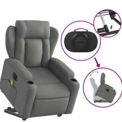 vidaXL Sta-op-massagestoel elektrisch verstelbaar stof donkergrijs