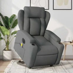vidaXL Sta-op-massagestoel elektrisch verstelbaar stof donkergrijs