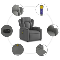vidaXL Sta-op-massagestoel elektrisch verstelbaar stof donkergrijs