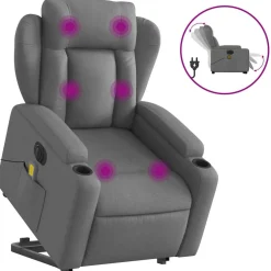 vidaXL Sta-op-massagestoel elektrisch verstelbaar stof donkergrijs