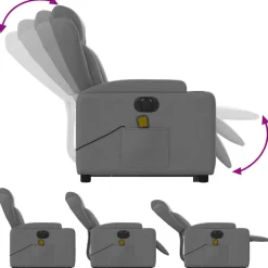 vidaXL Sta-op-massagestoel elektrisch verstelbaar stof donkergrijs