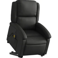 vidaXL Sta-op-massagestoel elektrisch echt leer zwart