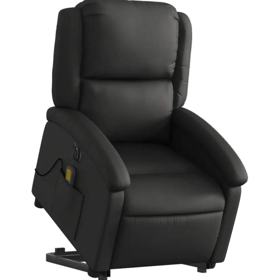 vidaXL Sta-op-massagestoel elektrisch echt leer zwart