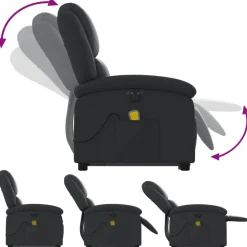 vidaXL Sta-op-massagestoel elektrisch echt leer zwart