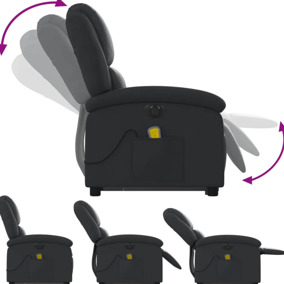 vidaXL Sta-op-massagestoel elektrisch echt leer zwart