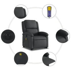 vidaXL Sta-op-massagestoel elektrisch echt leer zwart