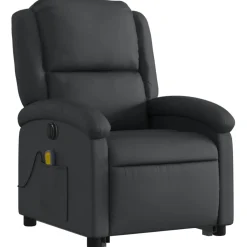 vidaXL Sta-op-massagestoel elektrisch echt leer zwart