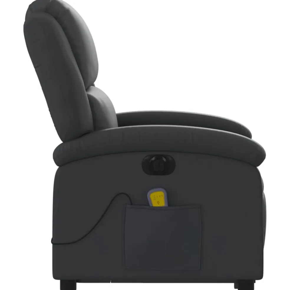 vidaXL Sta-op-massagestoel elektrisch echt leer zwart