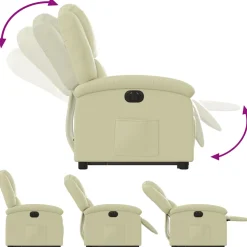 vidaXL Sta-op-stoel elektrisch echt leer crèmekleurig