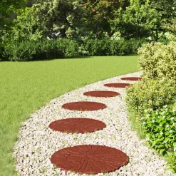 vidaXL Stapsteen 6 st Rood Ø 45 x 1,8 cm Rubber