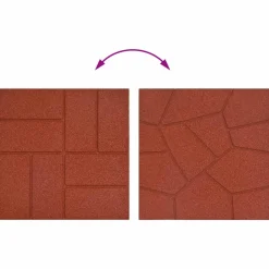 vidaXL Stapsteen 6 st Rood 40,5 x 40,5 x 2 cm Rubber
