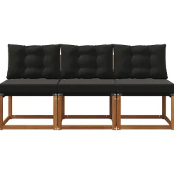 vidaXL 3 st Buitenzitmiddelsofa Massief acaciahout en Textilene Stof