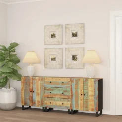 vidaXL 3 st Dressoir massief gerecycled hout