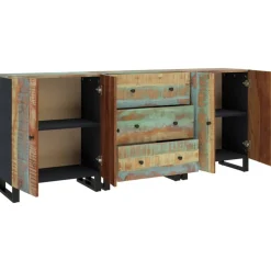 vidaXL 3 st Dressoir massief gerecycled hout