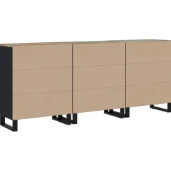vidaXL 3 st Dressoir massief gerecycled hout