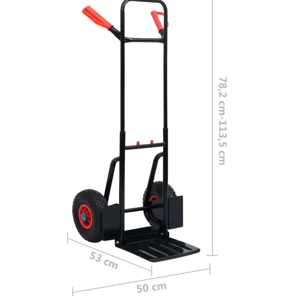 vidaXL Steekwagen telescopisch 200 kg zwart en rood