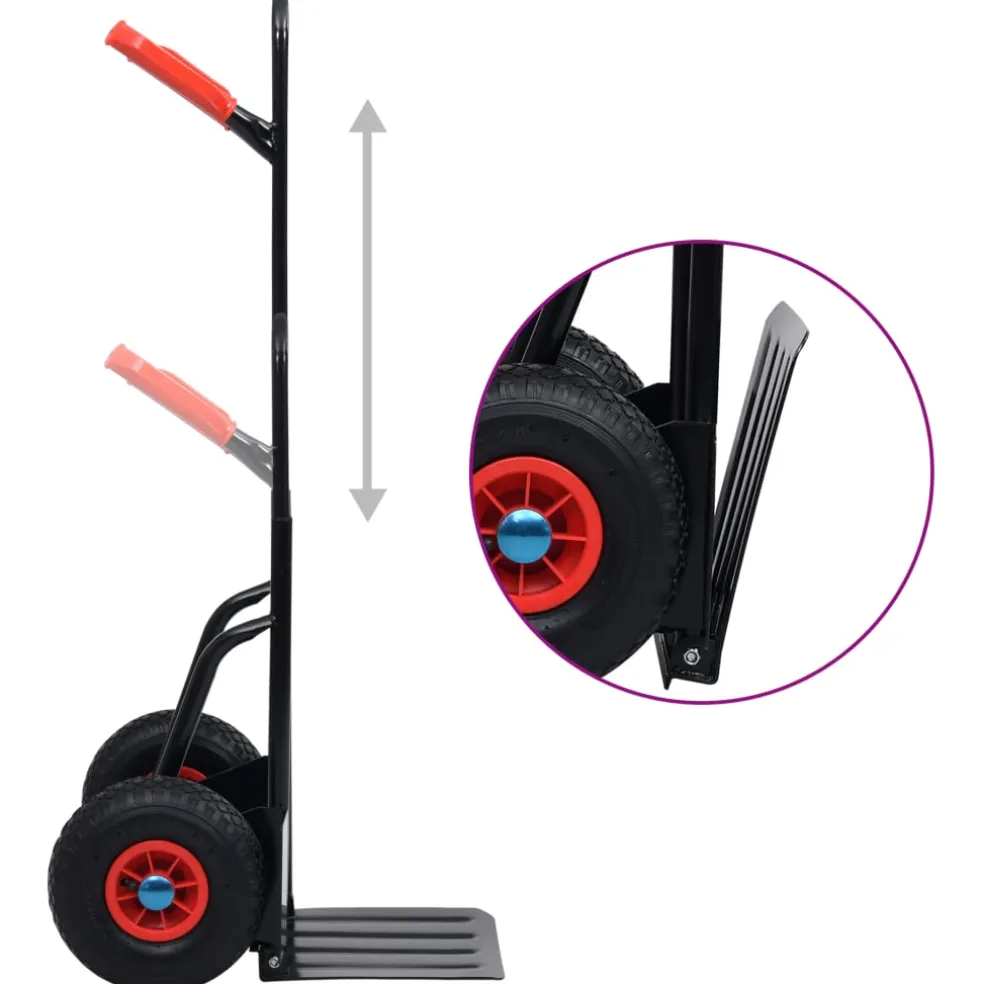 vidaXL Steekwagen telescopisch 200 kg zwart en rood