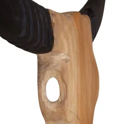 vidaXL Stierenbeeld wandgemonteerd 69x6x60 cm teakhout