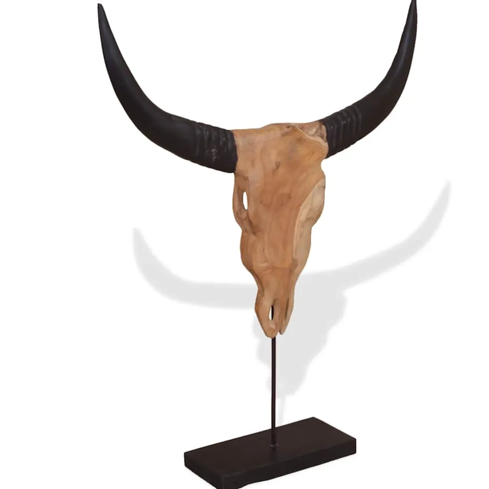 vidaXL Stierenbeeld 66x15x88 cm teakhout