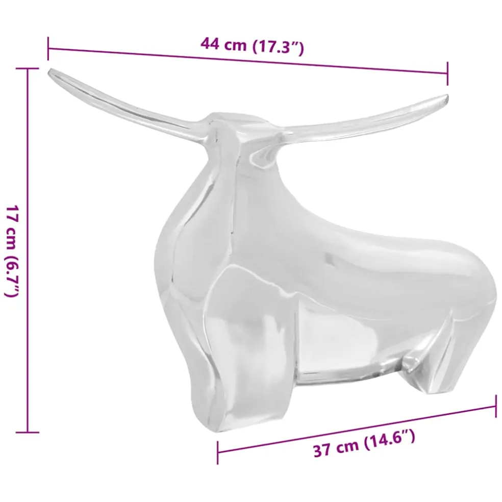 vidaXL Stierensculptuur Zilver 37 x 44 x 17 cm Aluminium