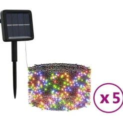 vidaXL 5 st Lichtslinger met 200 LED's solar binnen/buiten meerkleurig
