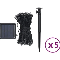 vidaXL 5 st Lichtslinger met 200 LED's solar binnen/buiten meerkleurig