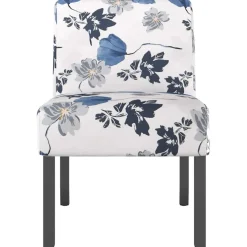 vidaXL Stoel gebloemd stof blauw