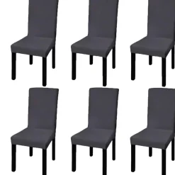 vidaXL Stoelhoezen 6 st stretch recht antracietkleurig