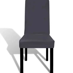 vidaXL Stoelhoezen 6 st stretch recht antracietkleurig