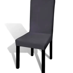 vidaXL Stoelhoezen 6 st stretch recht antracietkleurig