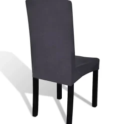vidaXL Stoelhoezen 6 st stretch recht antracietkleurig