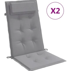 vidaXL Stoelkussens 2 st hoge rug oxford stof grijs