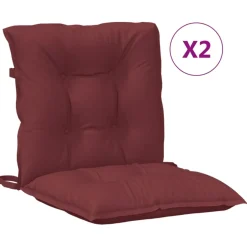 vidaXL Stoelkussens 2 st lage rug 100x50x7 cm stof gemêleerd wijnrood