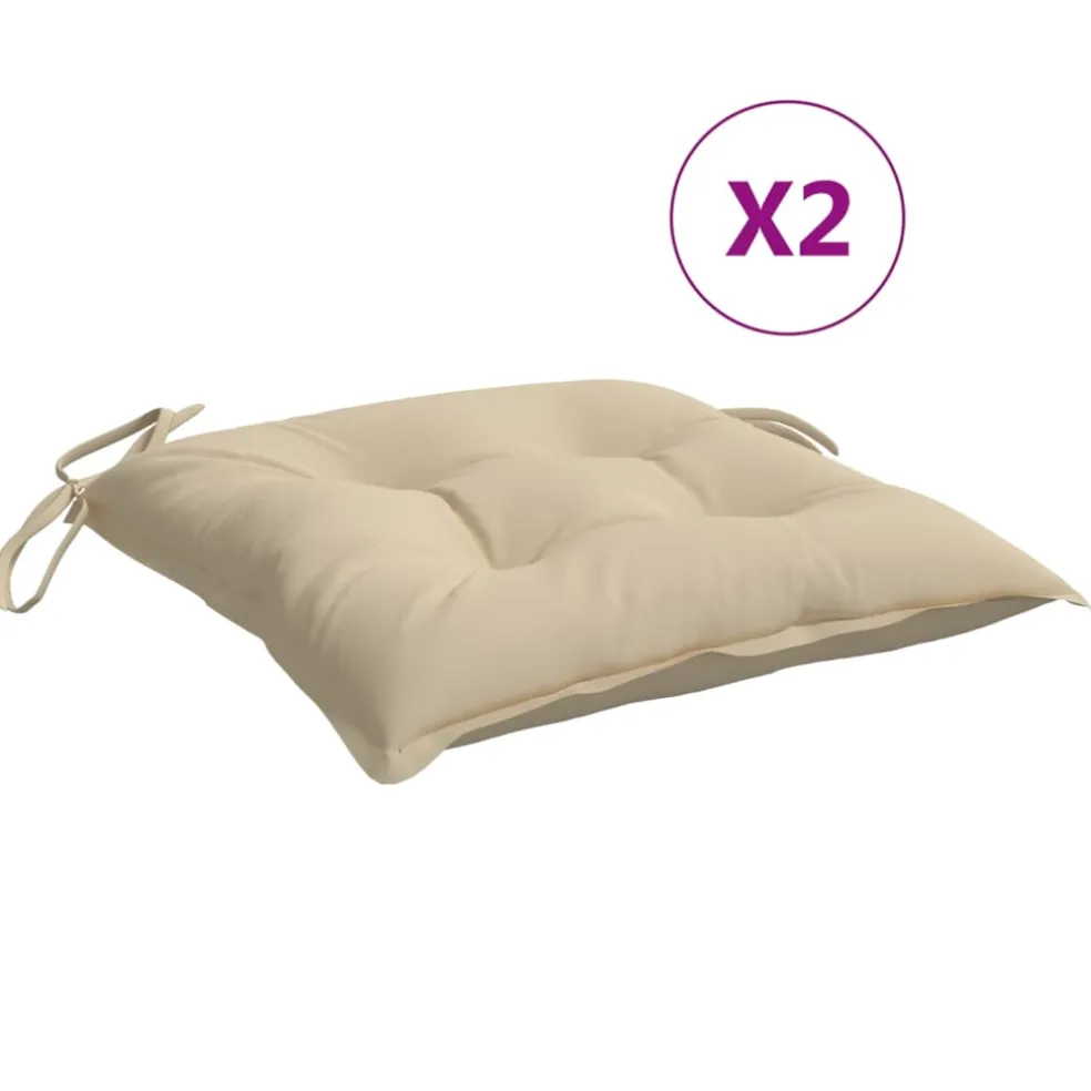 vidaXL Stoelkussens 2 st 40x40x7 cm oxford stof beige