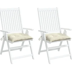 vidaXL Stoelkussens 2 st 40x40x7 cm stof crèmewit