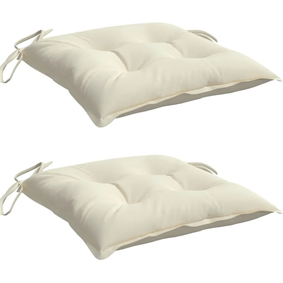vidaXL Stoelkussens 2 st 40x40x7 cm stof crèmewit