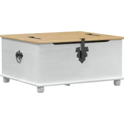 vidaXL storage box met lade Wit 90 x 78 x 45 cm Massief grenenhout