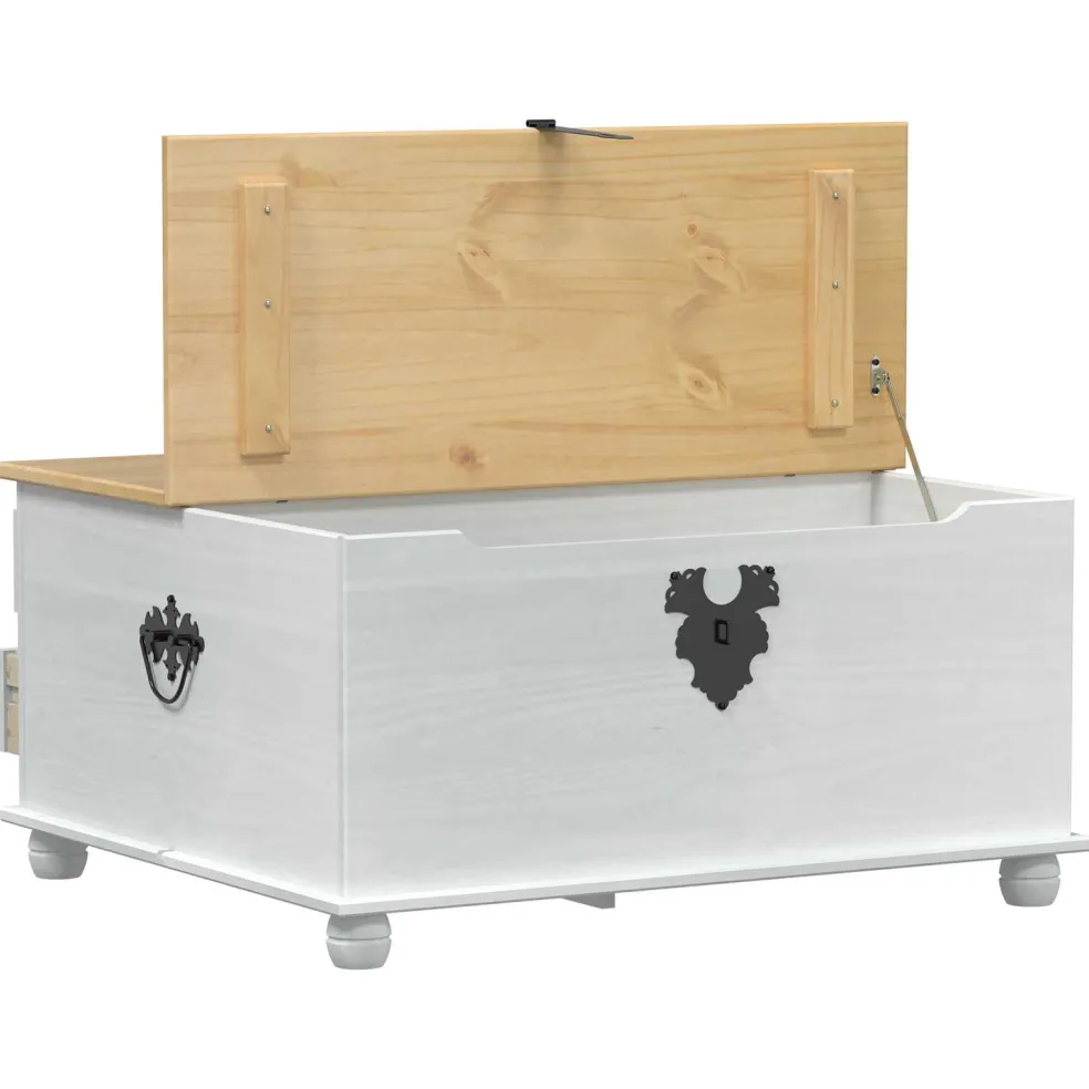 vidaXL storage box met lade Wit 90 x 78 x 45 cm Massief grenenhout