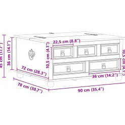 vidaXL storage box met lade Wit 90 x 78 x 45 cm Massief grenenhout