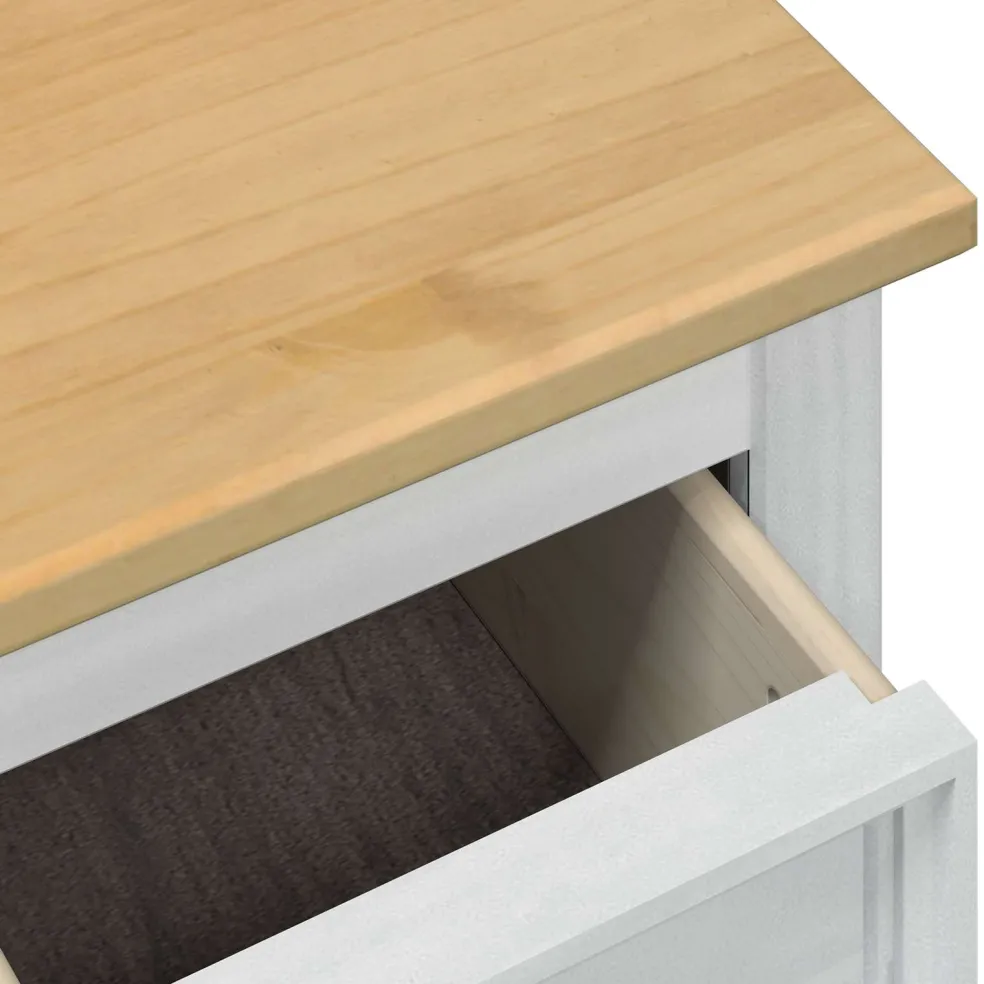 vidaXL storage box met lade Wit 90 x 78 x 45 cm Massief grenenhout