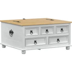 vidaXL storage box met lade Wit 90 x 78 x 45 cm Massief grenenhout